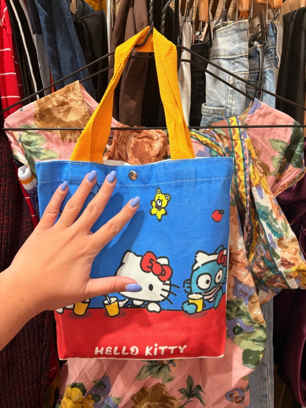 Hello Kitty Blue, Red & Yellow Kids Tote Bag - Picture 3 of 3